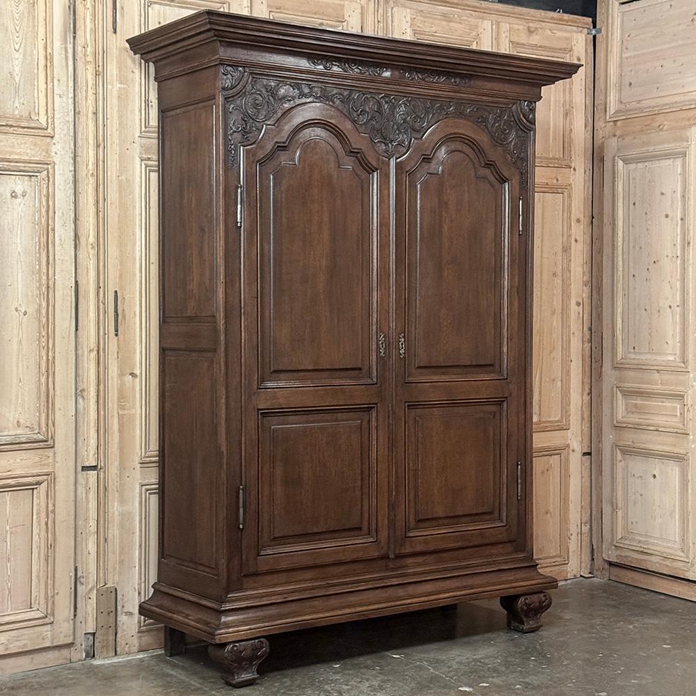 Hand-Carved Grand 18th Century Country French Louis XIV Armoire For Sale