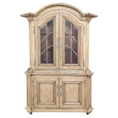 Antique Grand 18th Century Dutch Bookcase ~ China Cabinet in Stripped Oak