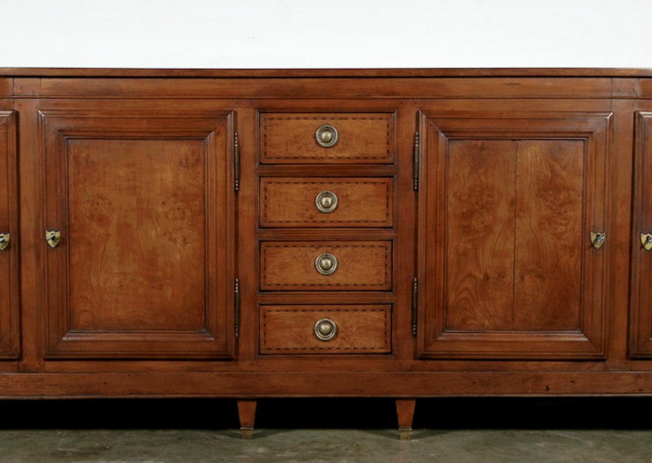 Grand 18th Century French Louis XVI Period Enfilade Buffet with Fruitwood Inlay 4