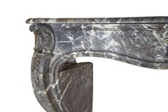 Grand 18th Century Grey Saint-Anne Marble Antique Fireplace Surround