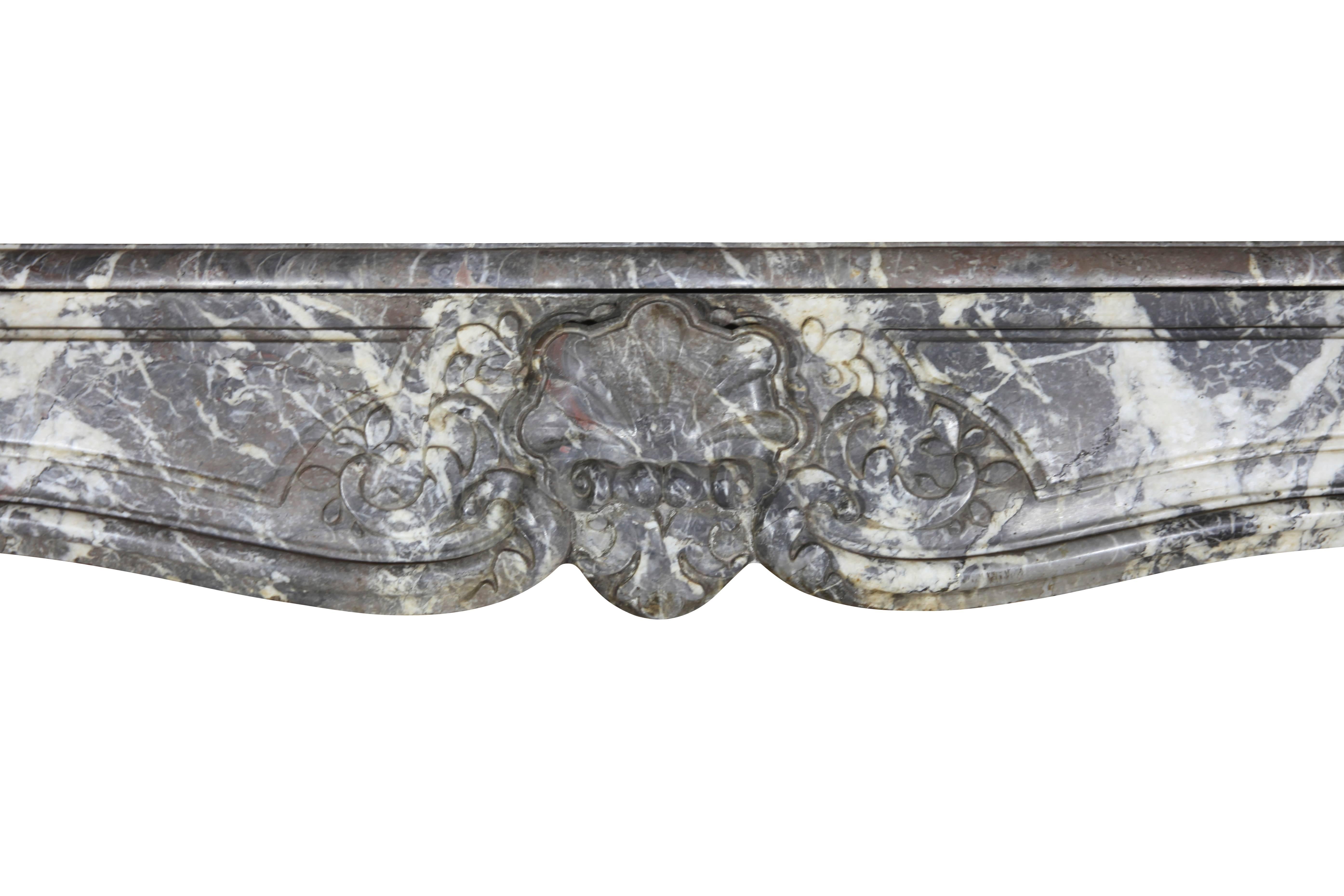 Louis XV Grand 18th Century Grey Saint-Anne Marble Antique Fireplace Surround For Sale