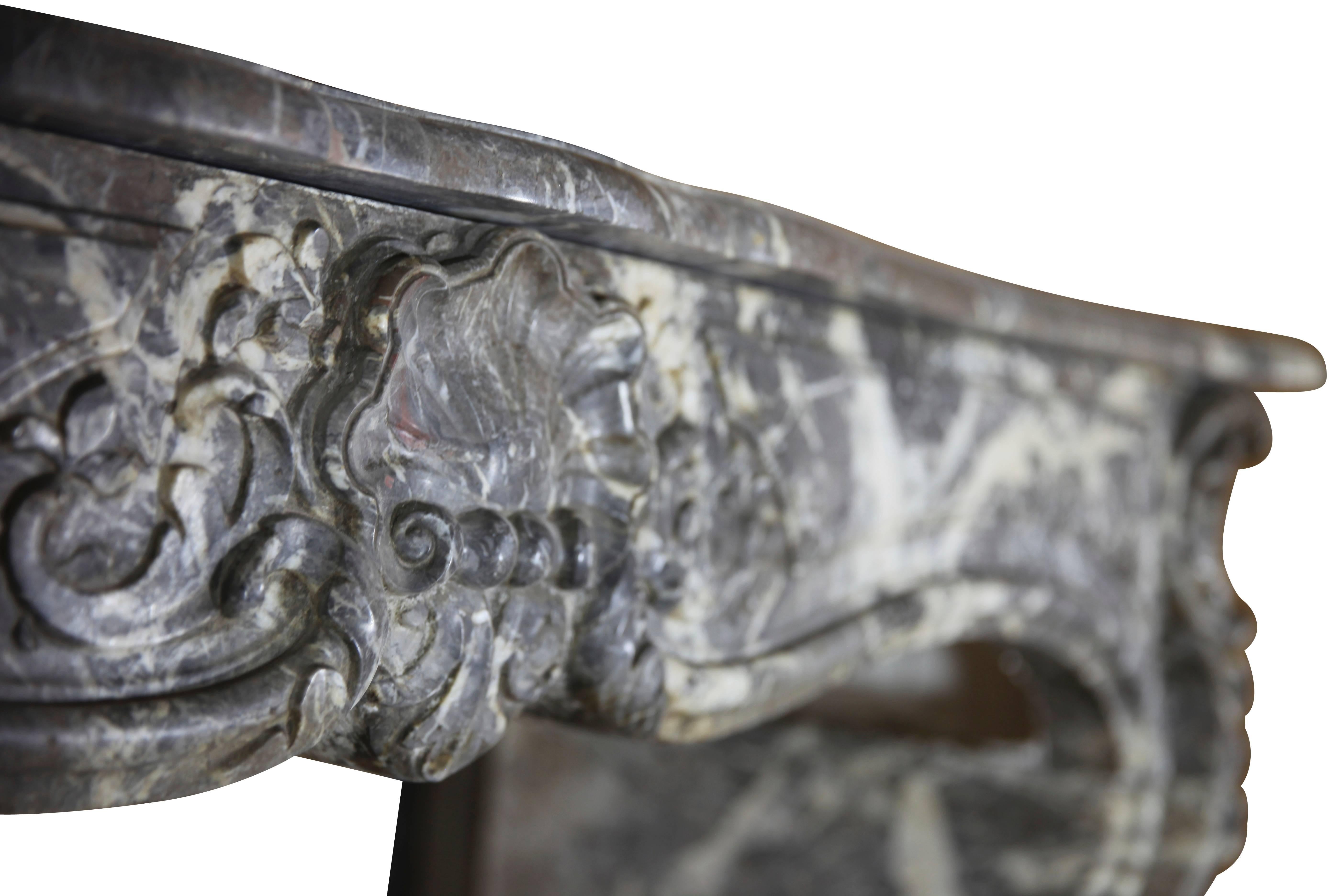Belgian Grand 18th Century Grey Saint-Anne Marble Antique Fireplace Surround For Sale