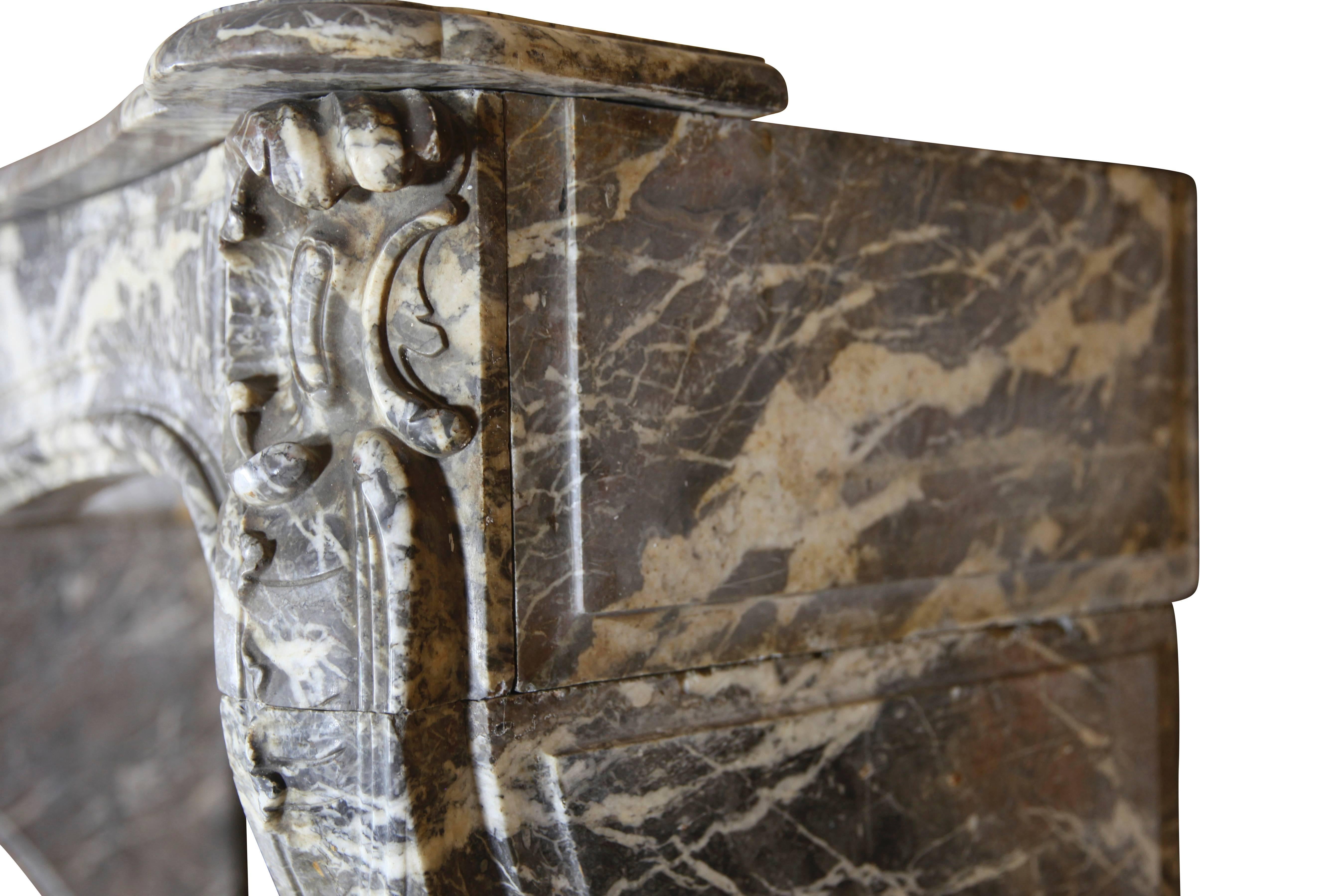 Gran Marco de Chimenea Antiguo de Mármol Gris Saint-Anne del Siglo XVIII en venta 2