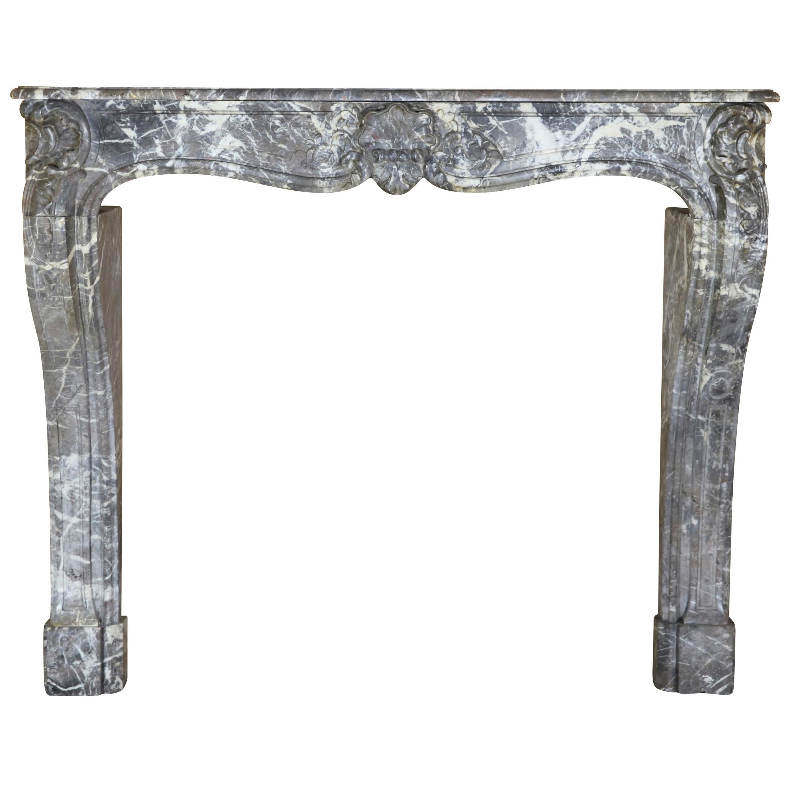 Grand 18th Century Grey Saint-Anne Marble Antique Fireplace Surround For Sale