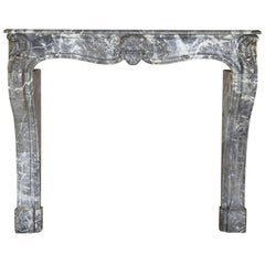 Grand 18th Century Grey Saint-Anne Marble Antique Fireplace Surround