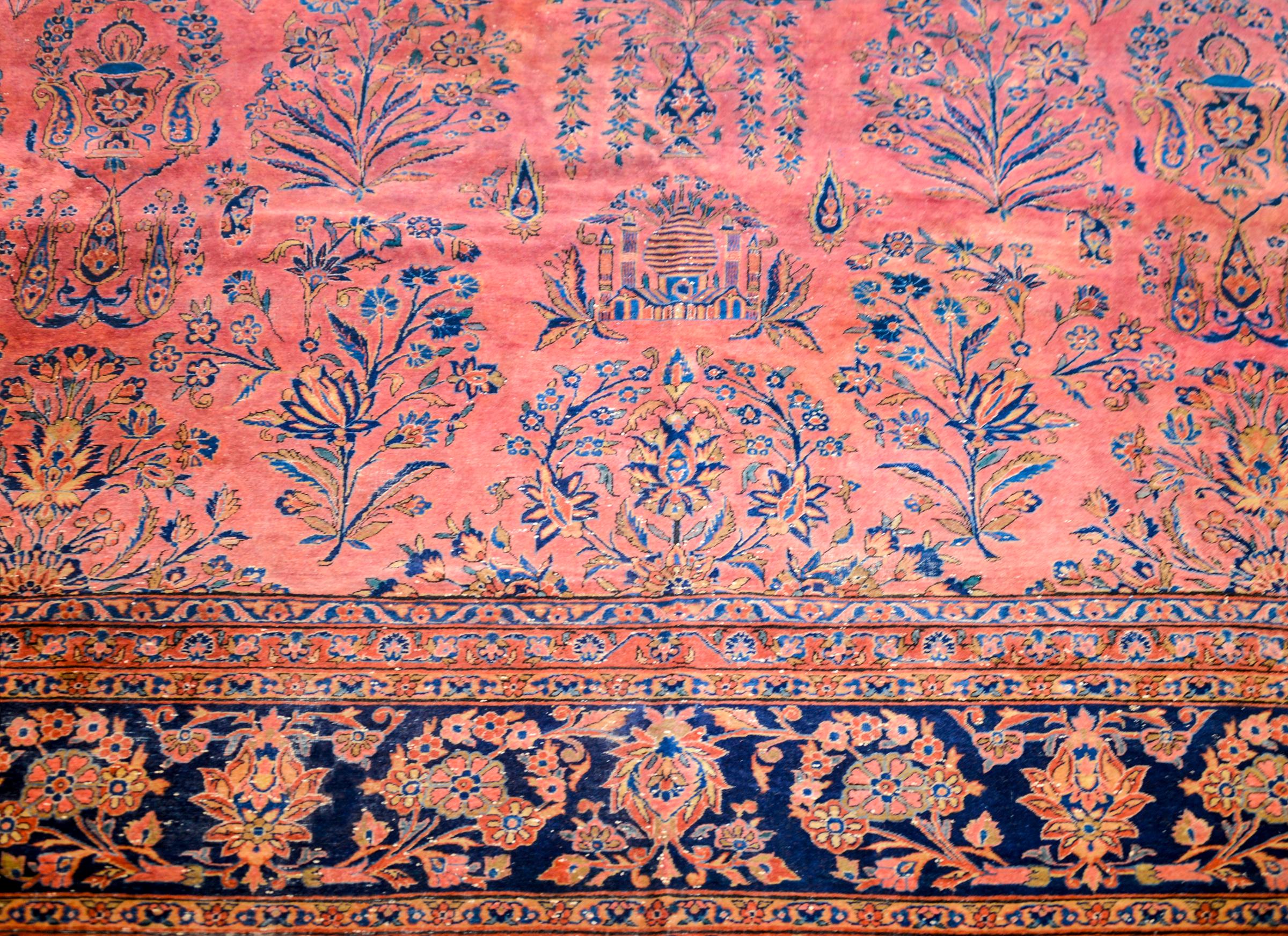 Großer persischer Kashan-Teppich von Grand 1920 (Pflanzlich gefärbt) im Angebot