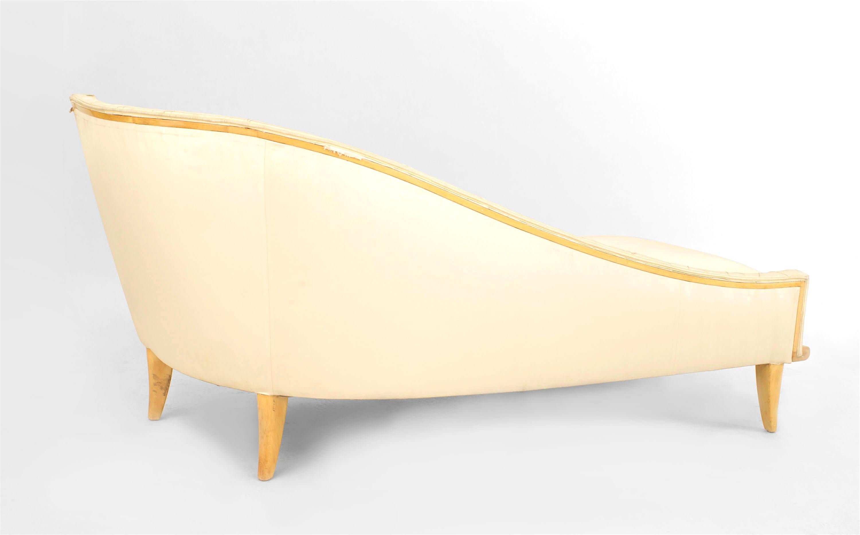 French Sycamore Champagne Satin Chaise For Sale 3