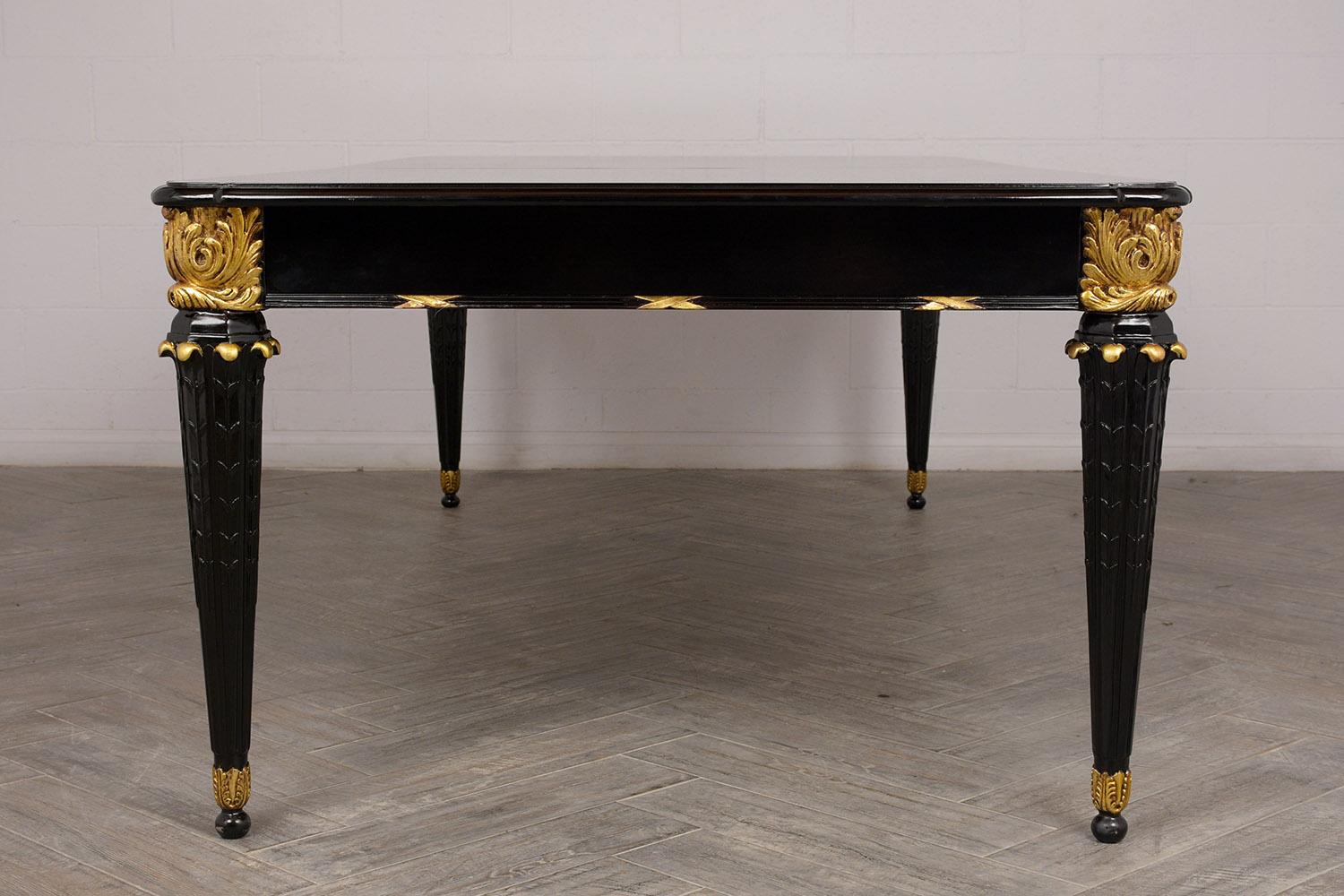 Grand 1950s Ebonized Extendable Dining Room Table in Regency Style 5
