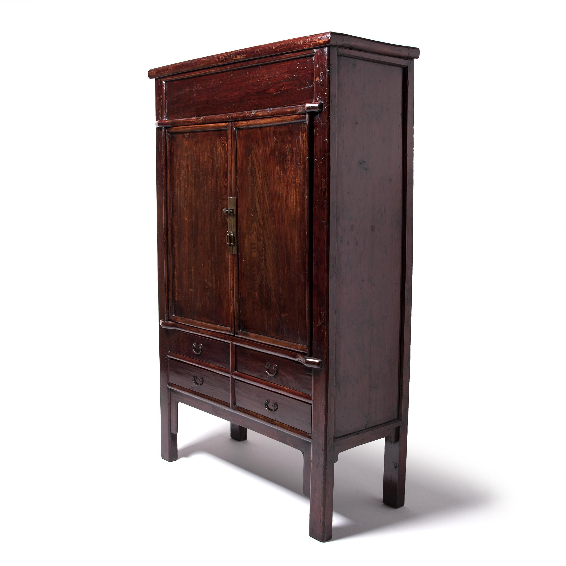 Qing Grand Chinese Two-Door Cabinet, c. 1800 For Sale