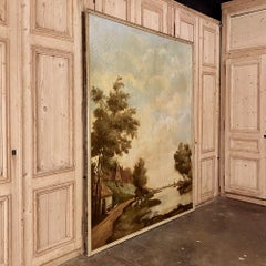 Grand 19th Century Framed Landscape Oil Painting on Canvas