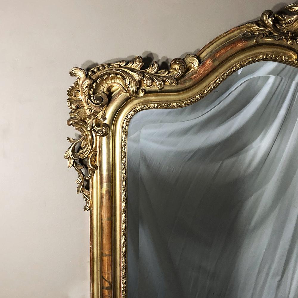 Wood Grand 19th Century French Louis XV Gilded Mirror