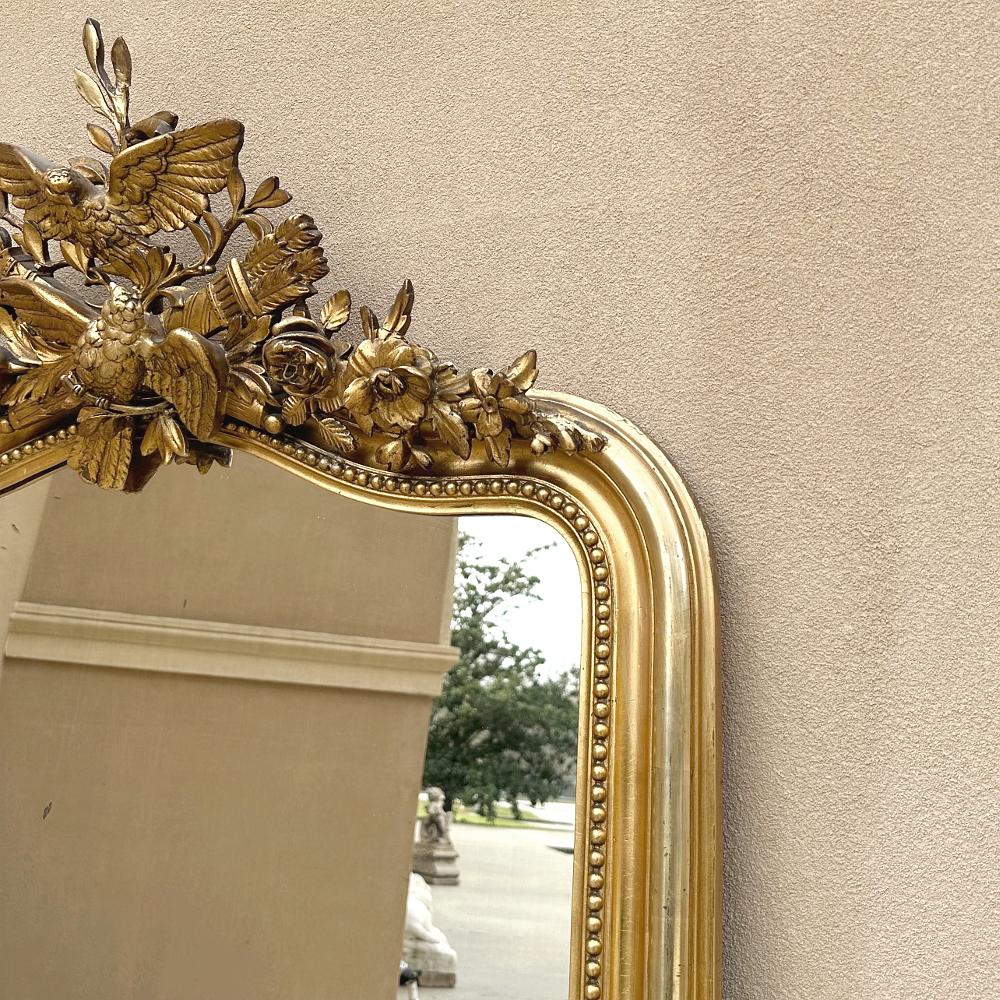 Grand 19th Century French Louis XVI Gilded Mirror For Sale 11