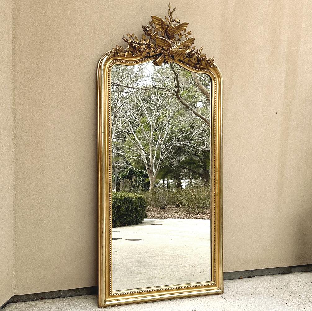Grand 19th Century French Louis XVI Gilded Mirror In Good Condition For Sale In Dallas, TX