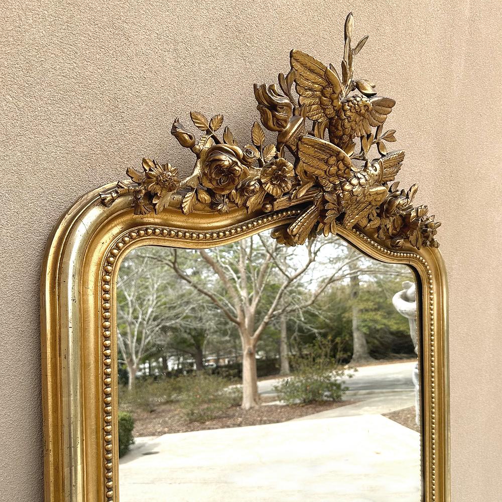 Grand 19th Century French Louis XVI Gilded Mirror For Sale 5