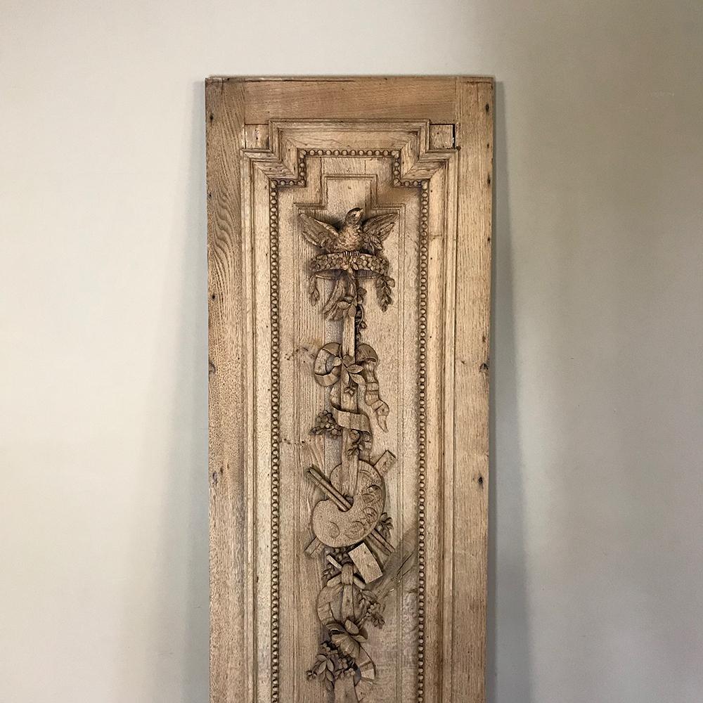 Grand 19th Century French Louis XVI Hand-Carved Oak Panel, over 9 Feet Tall In Good Condition For Sale In Dallas, TX