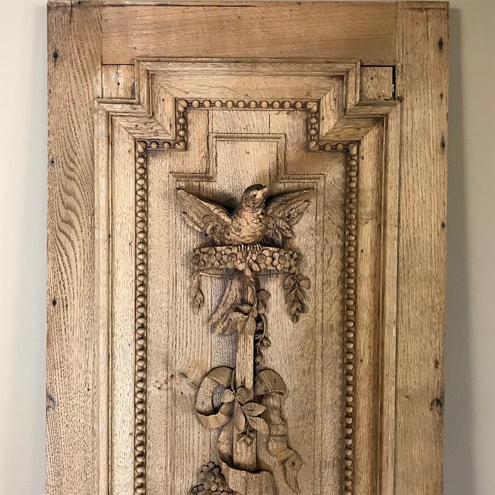 Grand 19th Century French Louis XVI Hand-Carved Oak Panel, over 9 Feet Tall For Sale 3