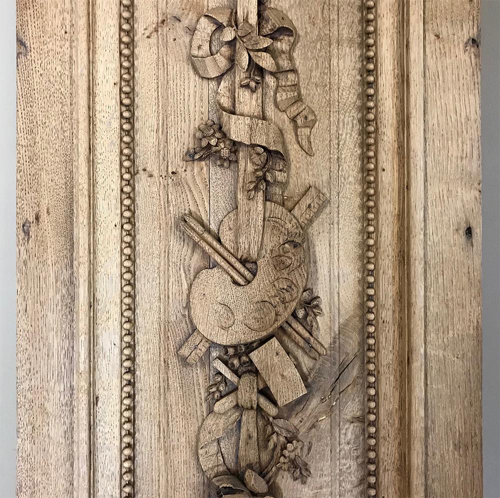 Grand 19th Century French Louis XVI Hand-Carved Oak Panel, over 9 Feet Tall For Sale 4