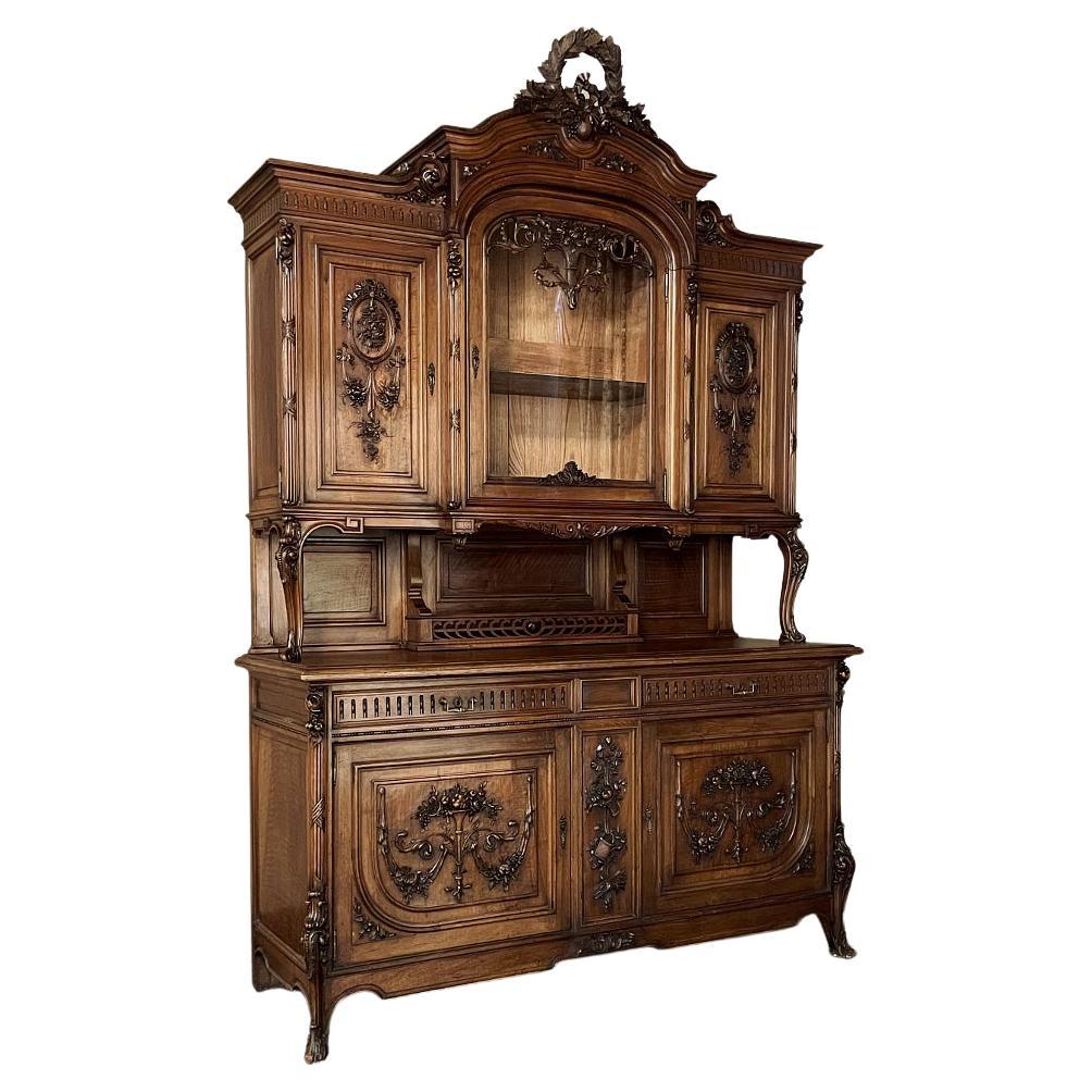 Grand 19th Century French Louis XVI Walnut China Buffet For Sale