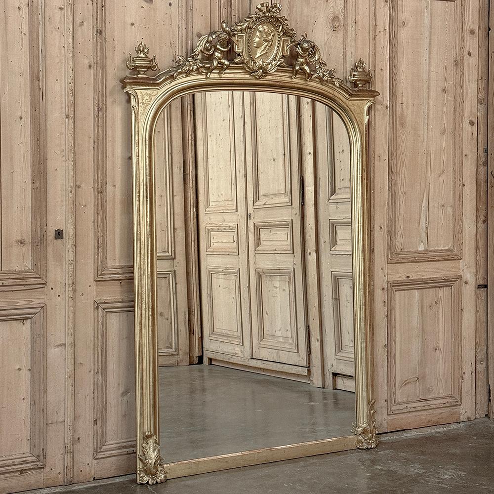 Hand-Crafted Grand 19th Century French Napoleon III Period Gilded Mirror For Sale
