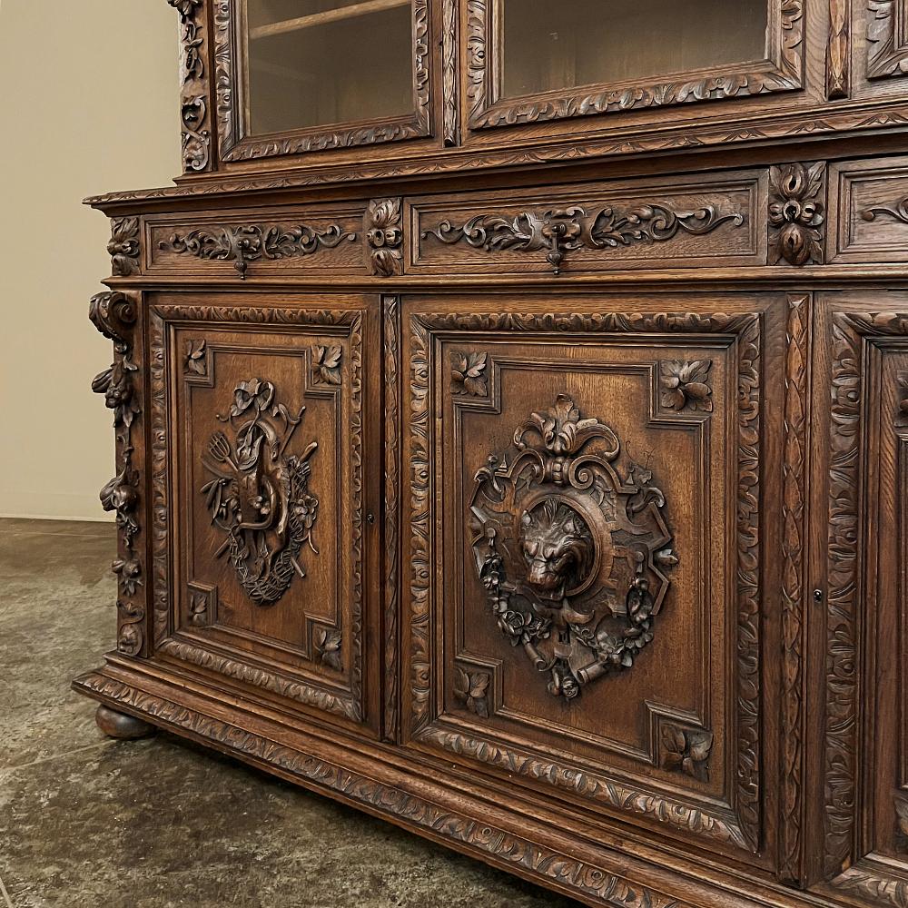 Grand 19th Century French Renaissance Revival Triple Hunt Bookcase 5