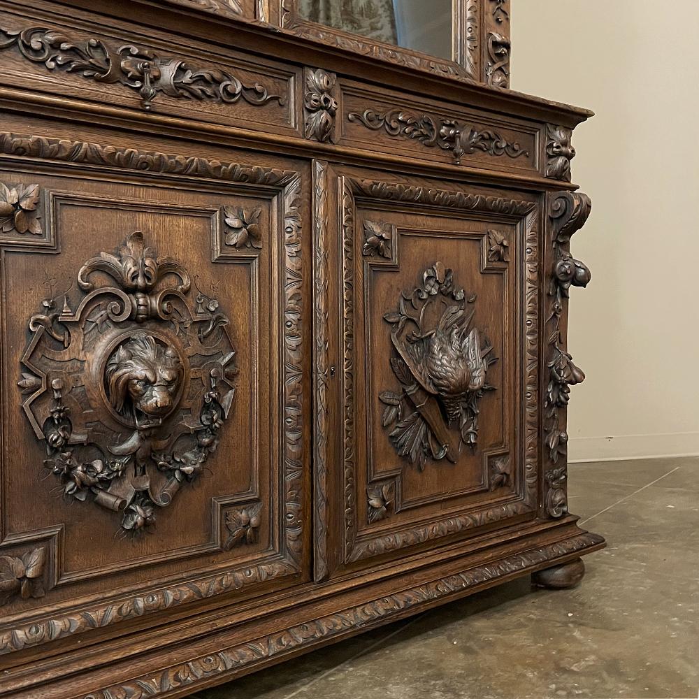 Grand 19th Century French Renaissance Revival Triple Hunt Bookcase 6