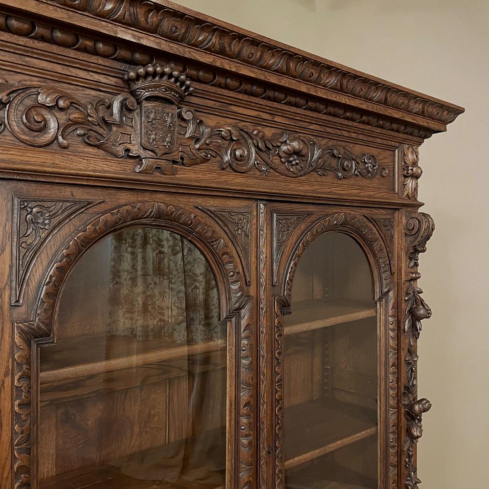Grand 19th Century French Renaissance Revival Triple Hunt Bookcase 8