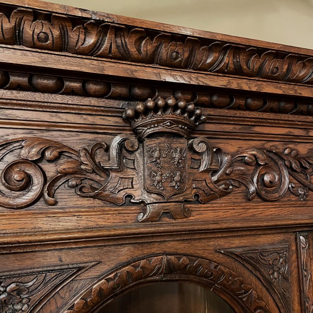 Grand 19th Century French Renaissance Revival Triple Hunt Bookcase 9