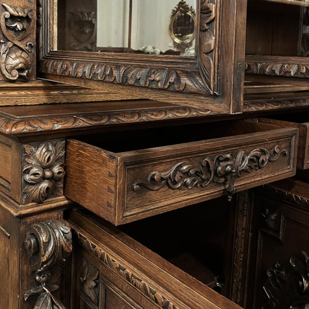 Grand 19th Century French Renaissance Revival Triple Hunt Bookcase 12