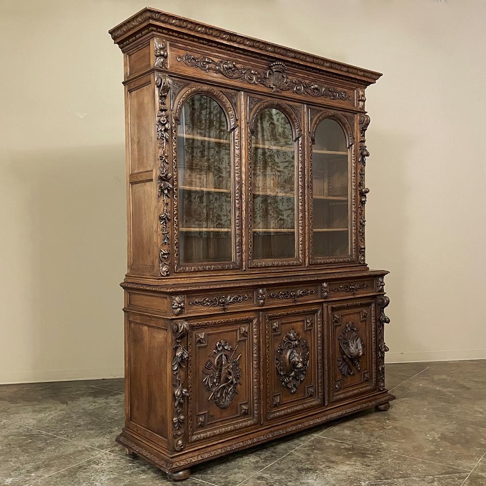 Grand 19th Century French Renaissance Revival Triple Hunt Bookcase 1