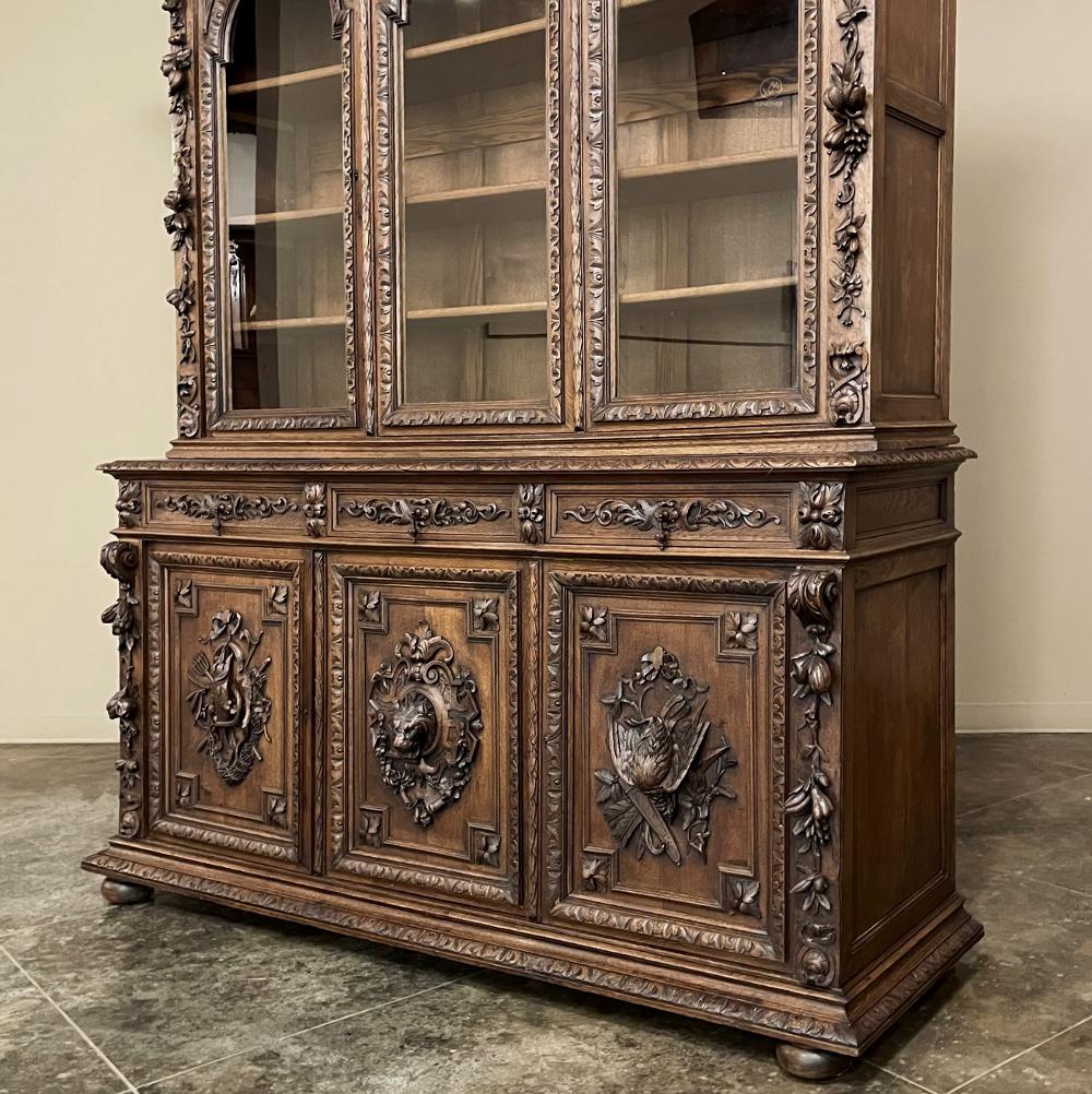 Grand 19th Century French Renaissance Revival Triple Hunt Bookcase 3