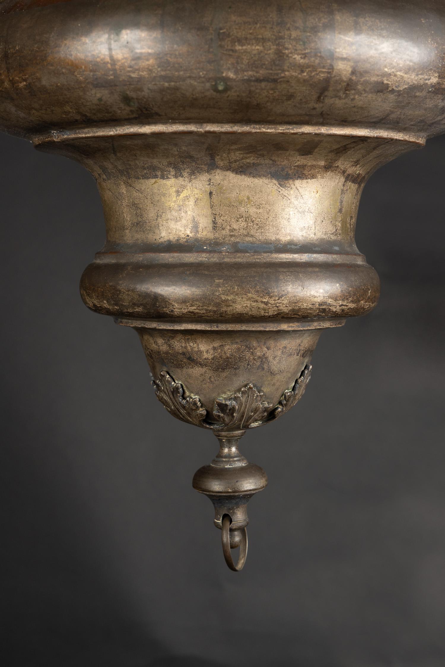 Brass Grand 19th Century French Sanctuary Lantern with Moorish Designs For Sale