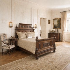 Grand 19th Century French Walnut Renaissance Revival Queen Bed