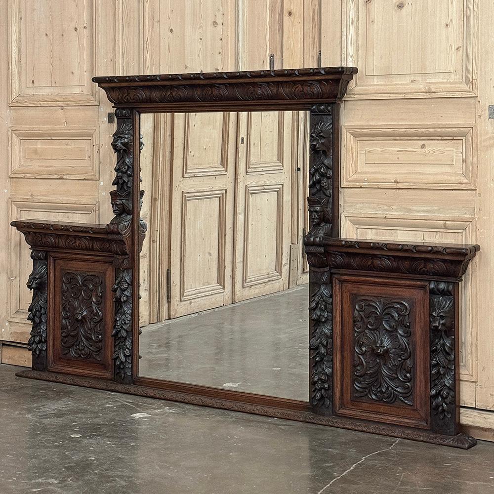 Neorinascimentale Grand 19th Century Renaissance Revival Mantel Mirror in vendita
