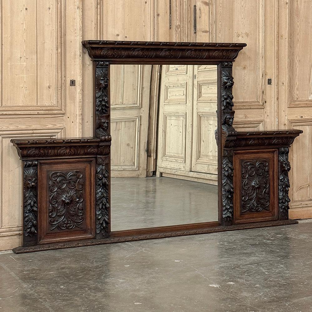 Belga Grand 19th Century Renaissance Revival Mantel Mirror in vendita