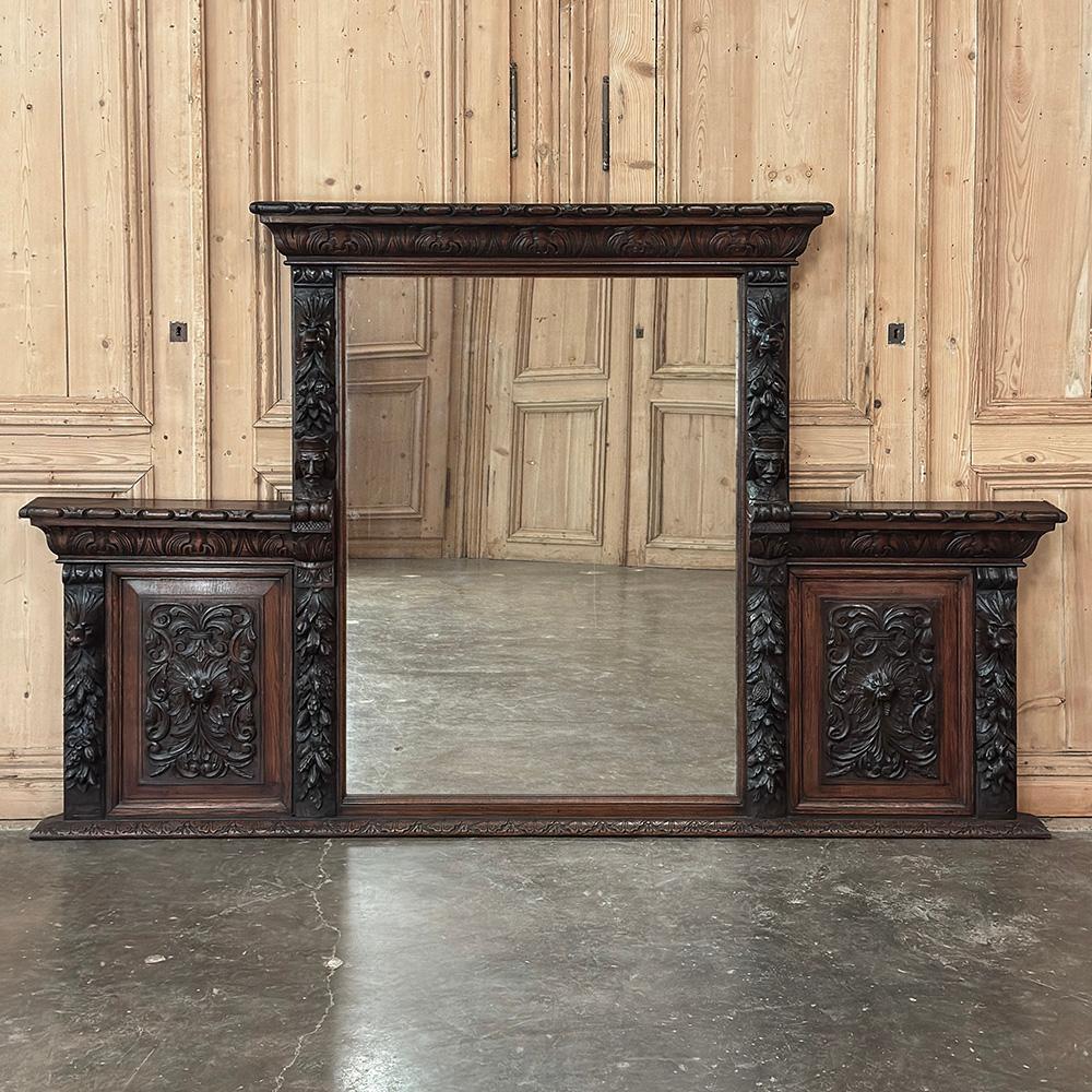 Intagliato a mano Grand 19th Century Renaissance Revival Mantel Mirror in vendita
