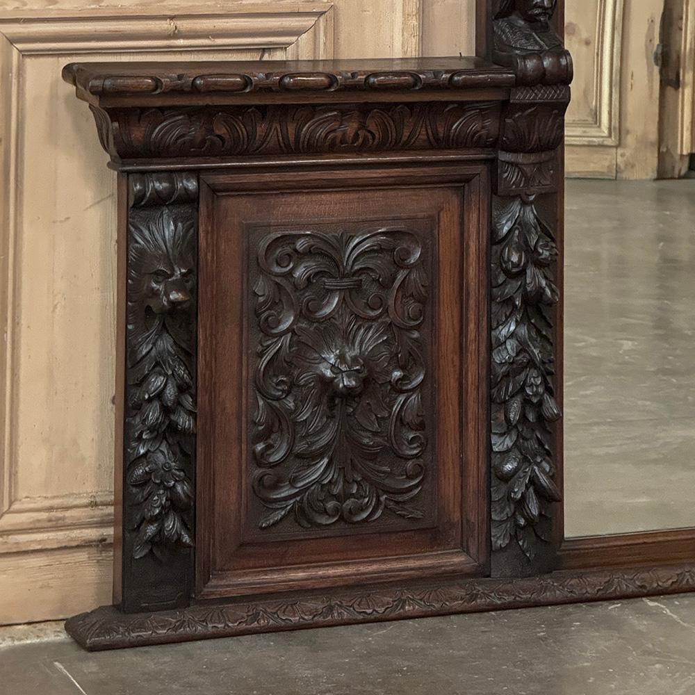 Fine XIX secolo Grand 19th Century Renaissance Revival Mantel Mirror in vendita