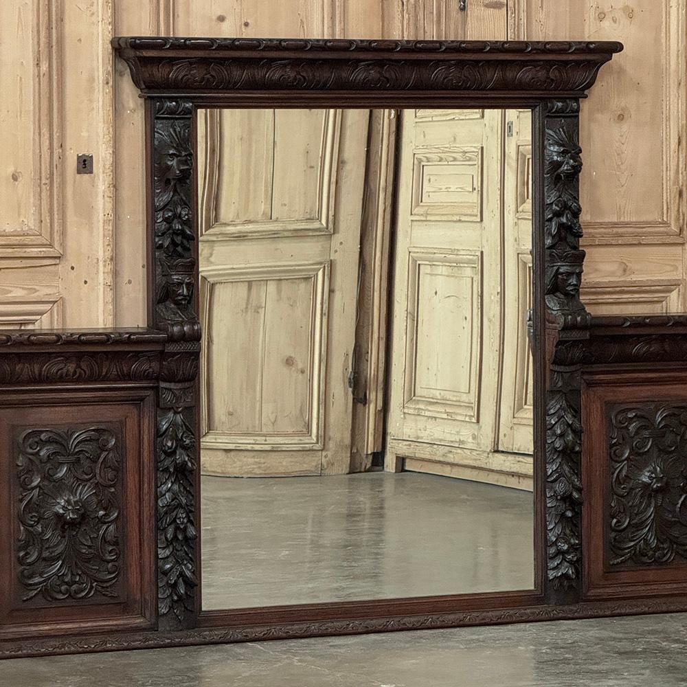 Specchio Grand 19th Century Renaissance Revival Mantel Mirror in vendita