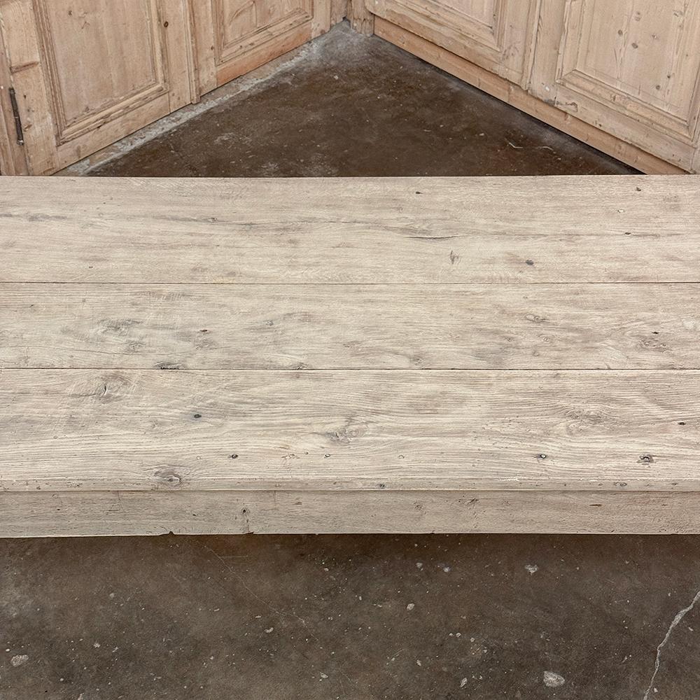 Grand 19th Century Rustic French Elm Farm Table For Sale 14