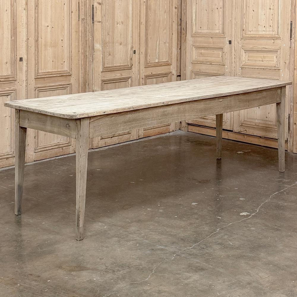 Grand 19th Century Rustic French Elm Farm Table For Sale 1