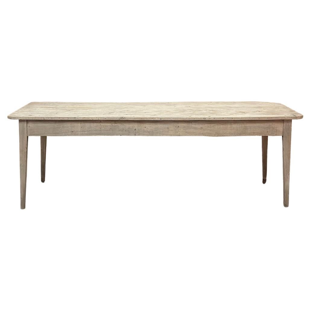 Grand 19th Century Rustic French Elm Farm Table For Sale