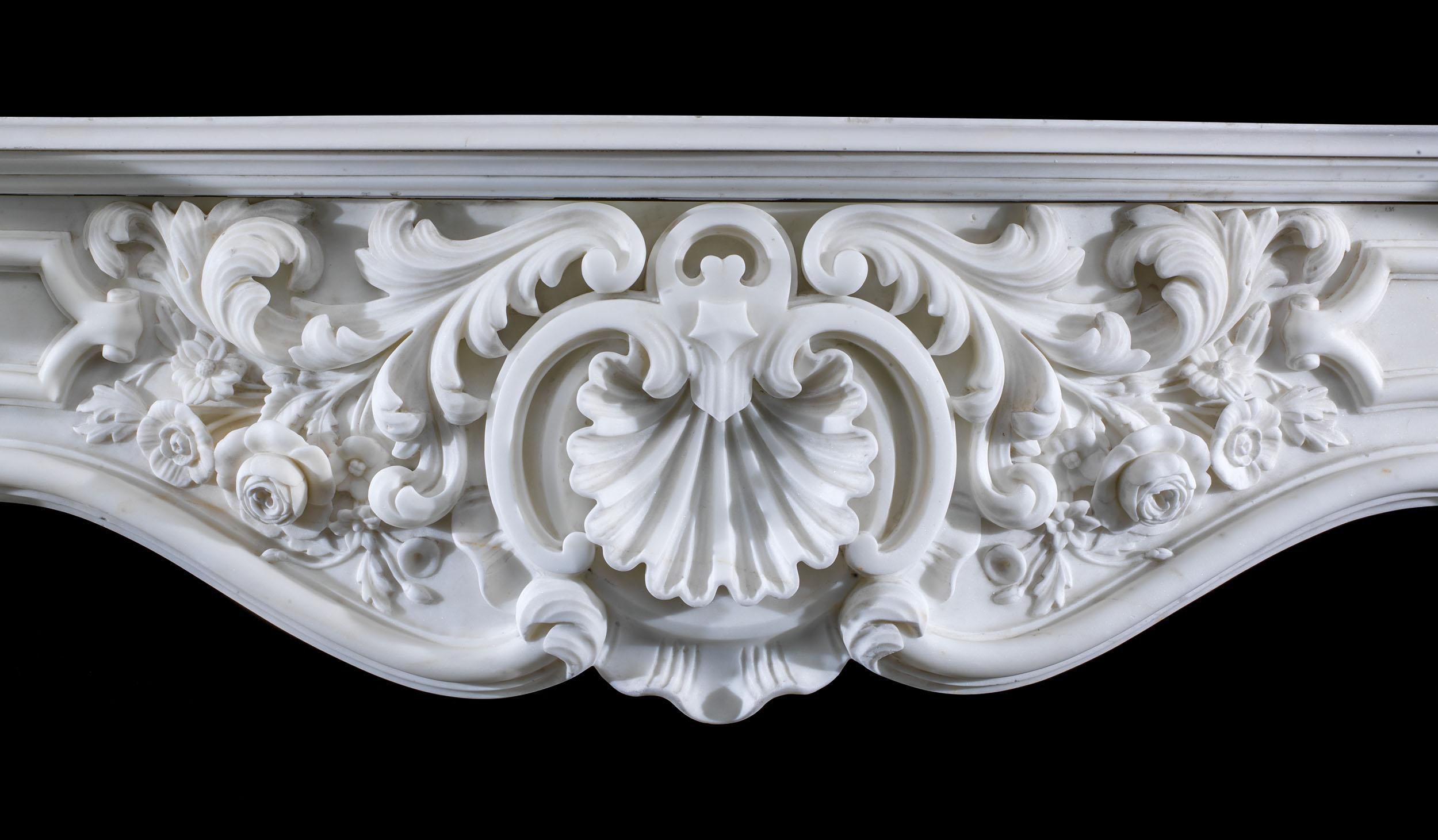 Grand 19th Century Scottish Rococo Marble Fireplace In Good Condition In London, GB
