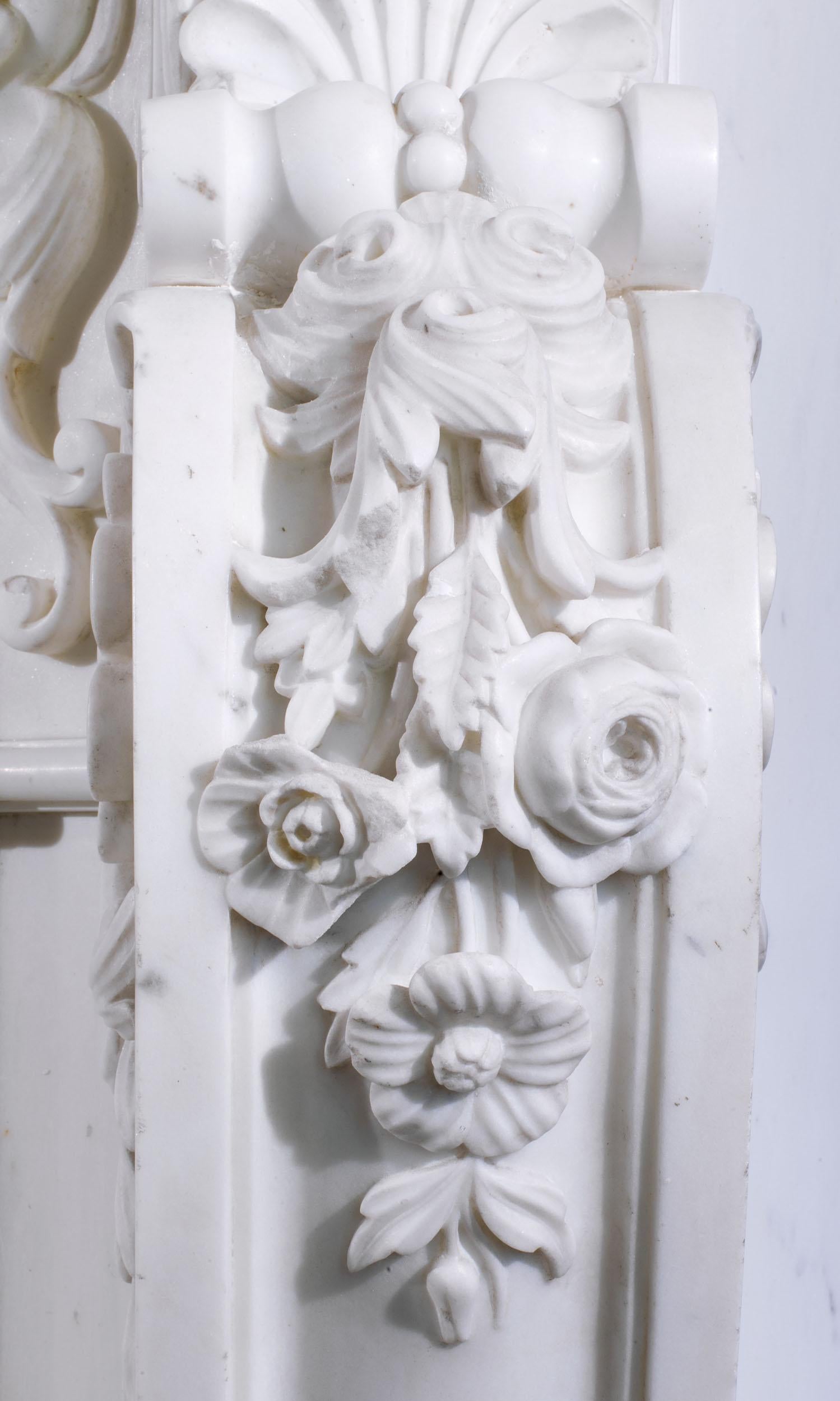 Grand 19th Century Scottish Rococo Marble Fireplace 4