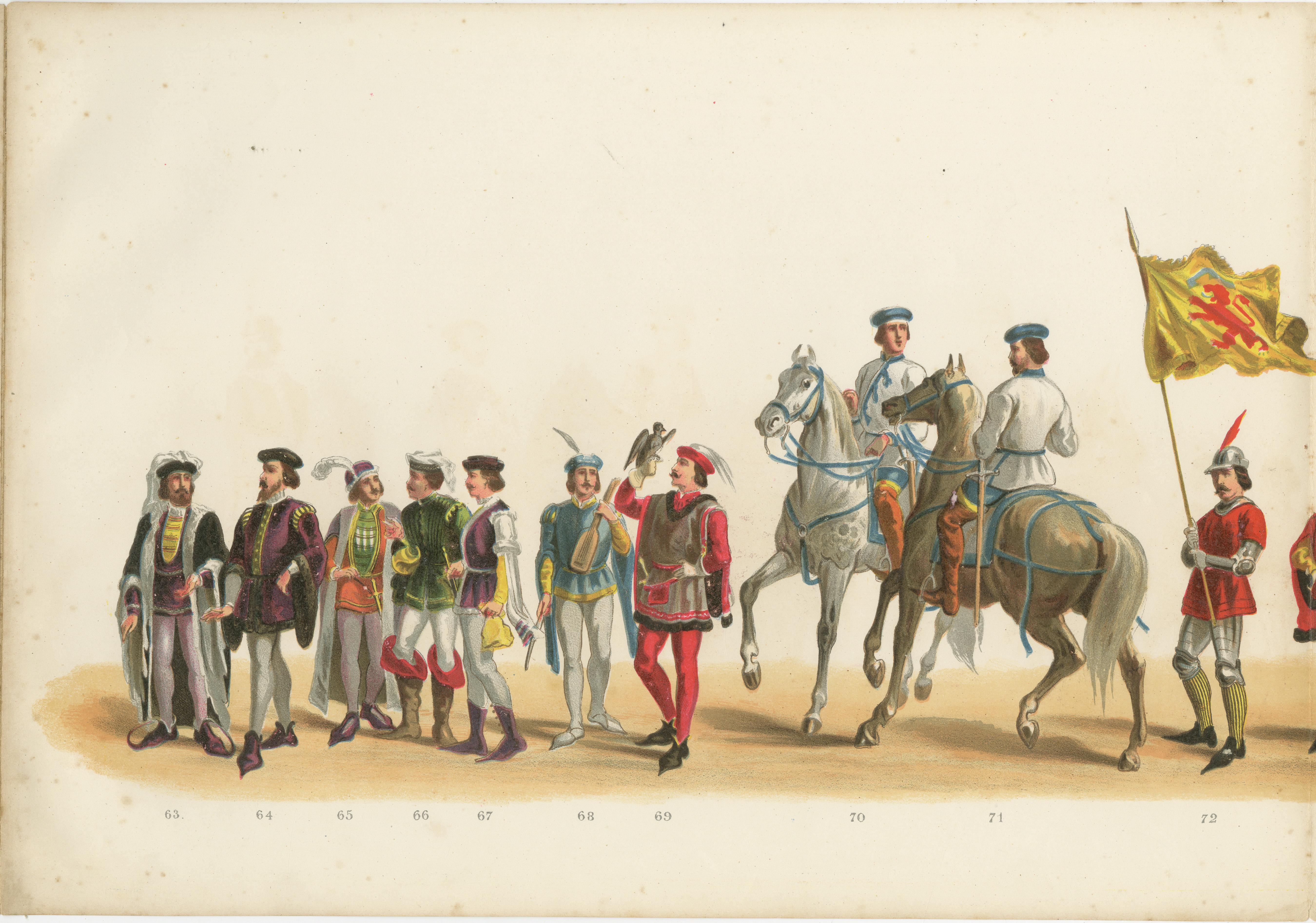Grand 7.6m (299 Inch) Delft Student Corps Parade - Rare 1878 Leporello en vente 7
