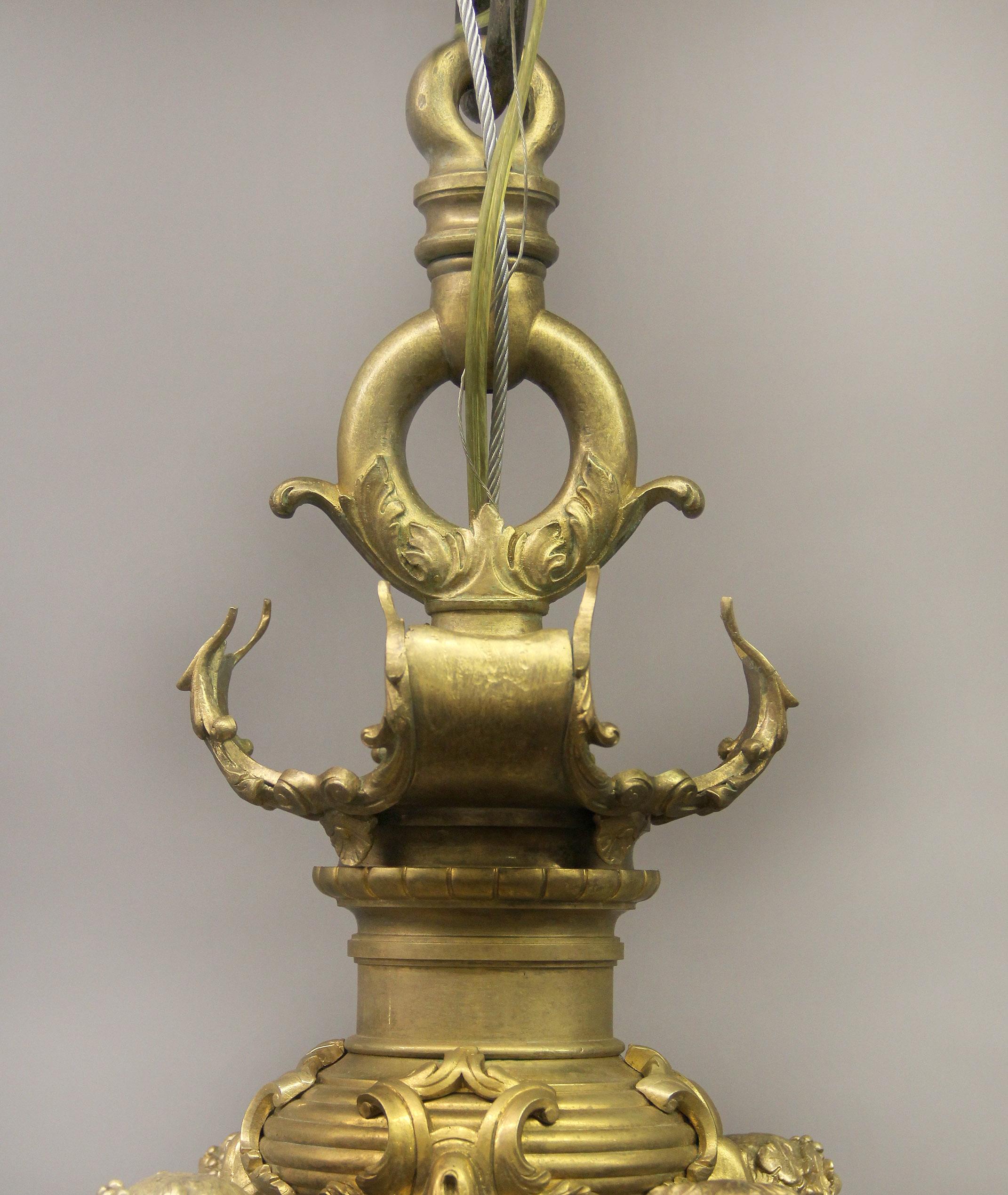 Grand and Important Late 19th Century Gilt Bronze Sixteen Light Chandelier In Good Condition For Sale In New York, NY