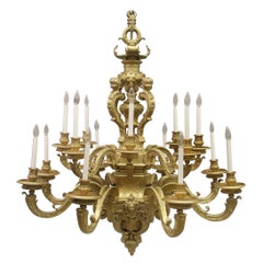 Grand and Important Late 19th Century Gilt Bronze Sixteen Light Chandelier