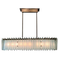 Grand and Rare Linear Glass and Brass Chandelier by Max Ingrand for Fontana Arte