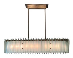 Grand and Rare Linear Glass and Brass Chandelier by Max Ingrand for Fontana Arte