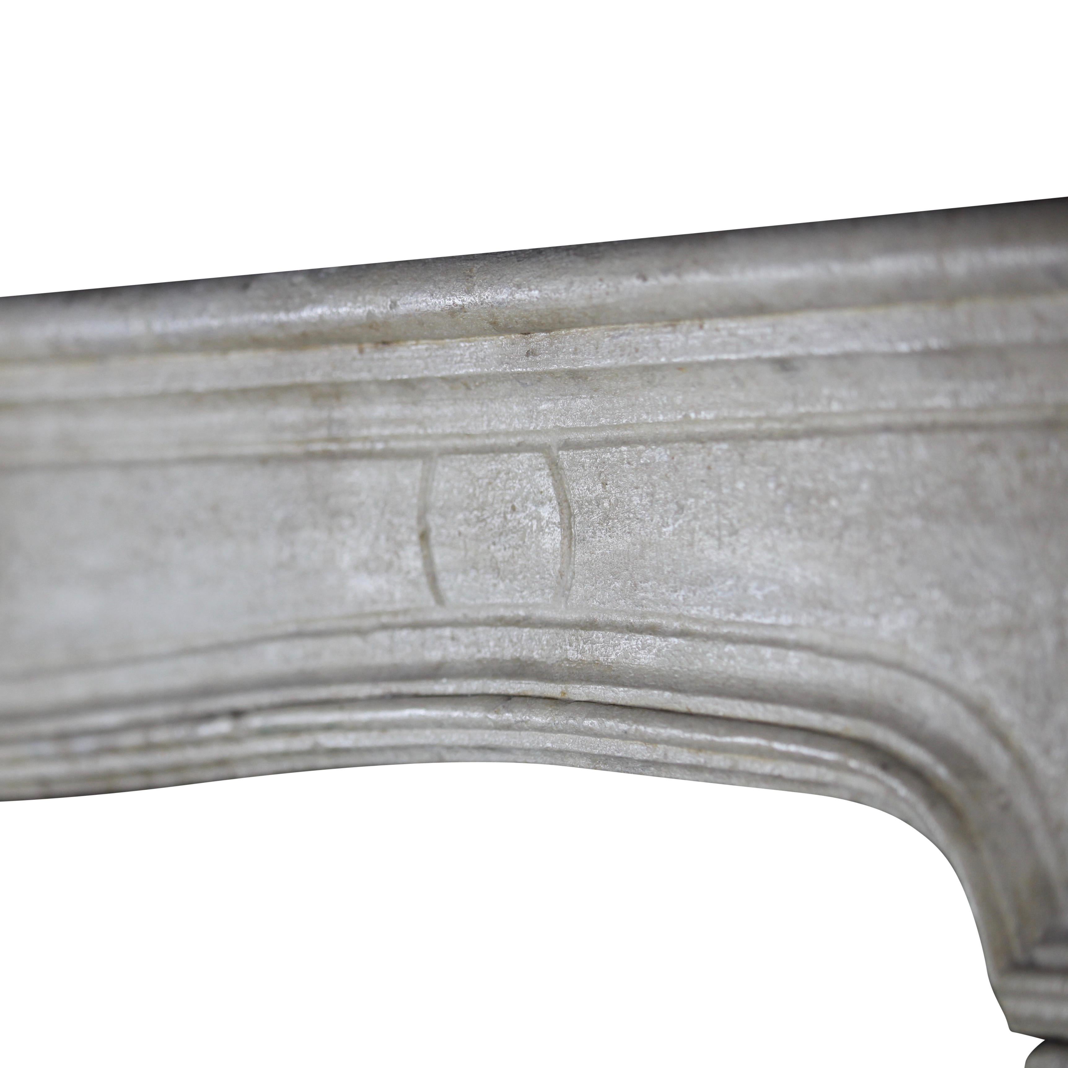 Grand and Timeless Beige French Limestone Fireplace Mantle For Sale 3