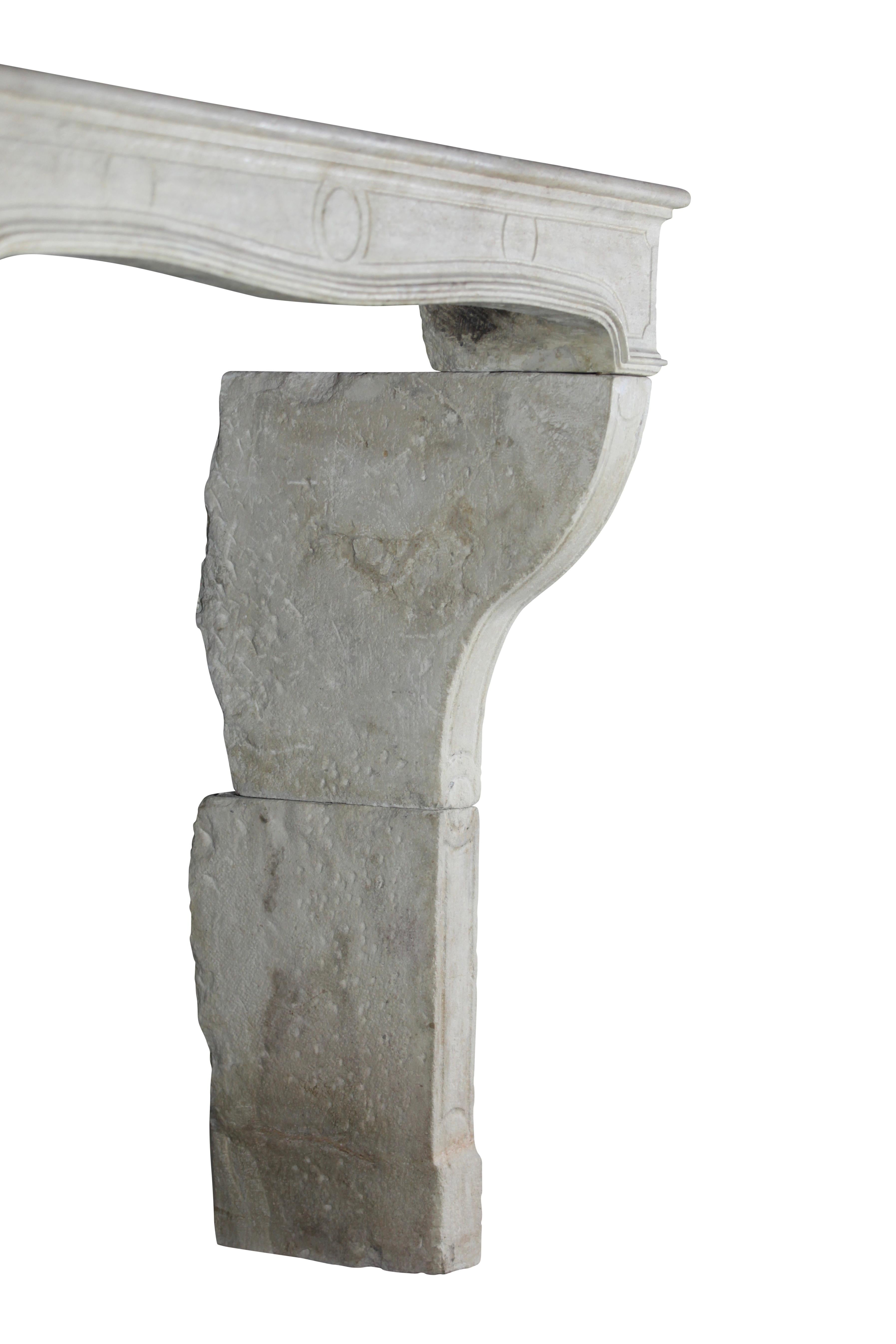 Grand and Timeless Beige French Limestone Fireplace Mantle For Sale 4