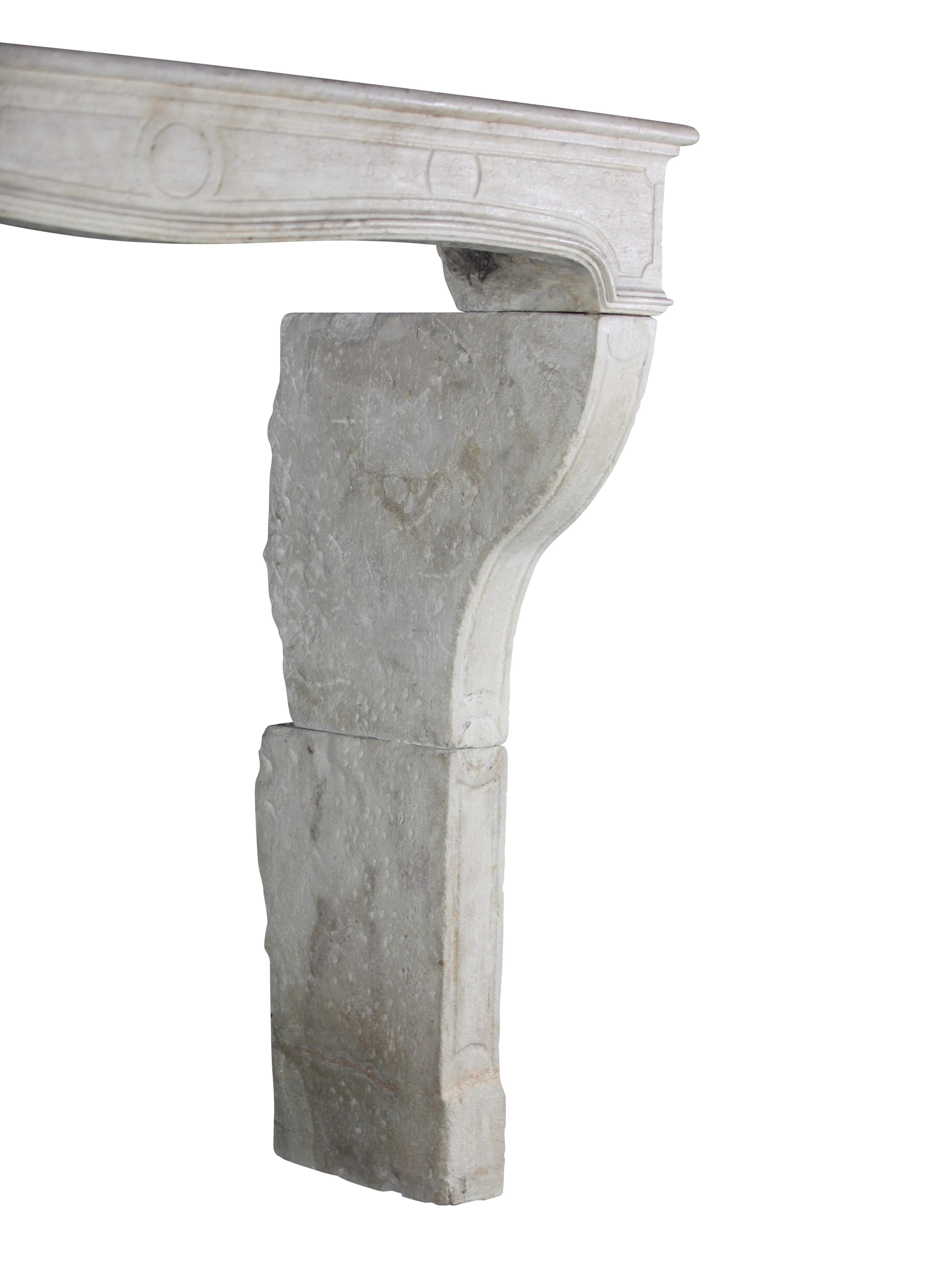Grand and Timeless Beige French Limestone Fireplace Mantle For Sale 5